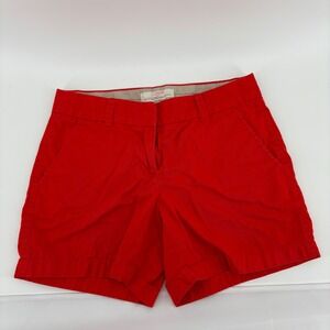 J.Crew Broken-In Chino Shorts Women 0 Red Coastal 3" Inseam Cotton Americana